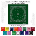 22"x22" Custom Printed Paisley Imported 100% Cotton Bandanna
